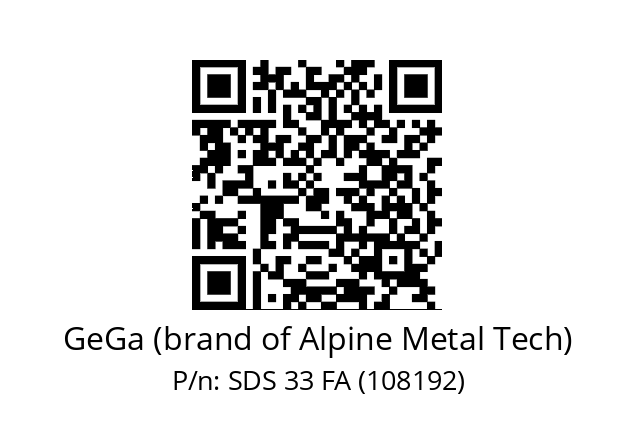   GeGa (brand of Alpine Metal Tech) SDS 33 FA (108192)