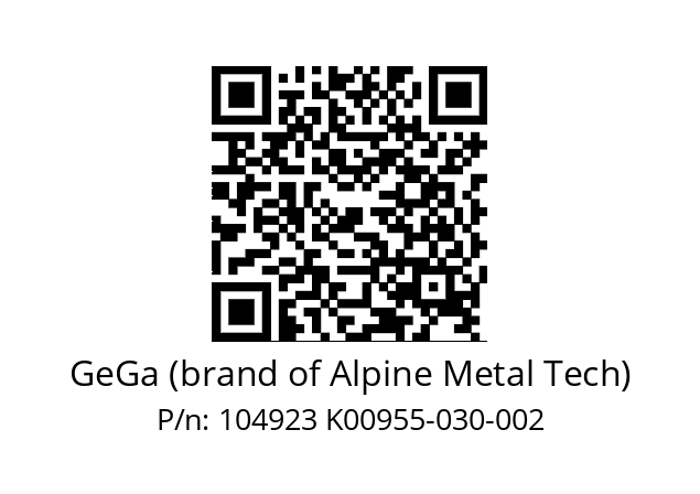   GeGa (brand of Alpine Metal Tech) 104923 K00955-030-002