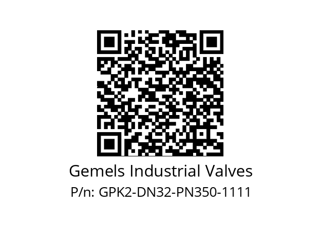   Gemels Industrial Valves GPK2-DN32-PN350-1111