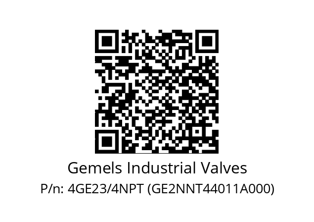   Gemels Industrial Valves 4GE23/4NPT (GE2NNT44011A000)