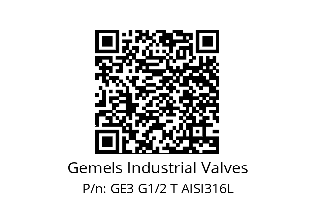   Gemels Industrial Valves GE3 G1/2 T AISI316L