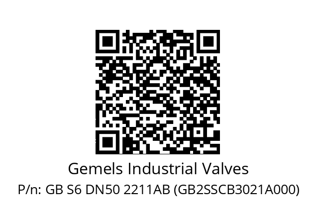   Gemels Industrial Valves GB S6 DN50 2211AB (GB2SSCB3021A000)