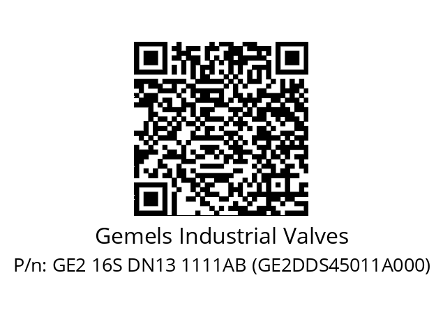   Gemels Industrial Valves GE2 16S DN13 1111AB (GE2DDS45011A000)