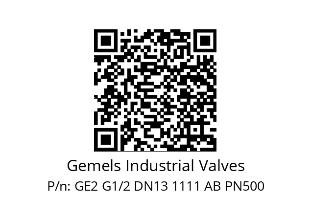   Gemels Industrial Valves GE2 G1/2 DN13 1111 AB PN500