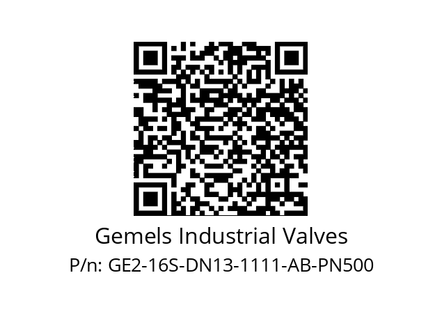   Gemels Industrial Valves GE2-16S-DN13-1111-AB-PN500