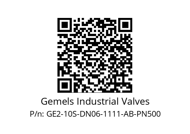   Gemels Industrial Valves GE2-10S-DN06-1111-AB-PN500