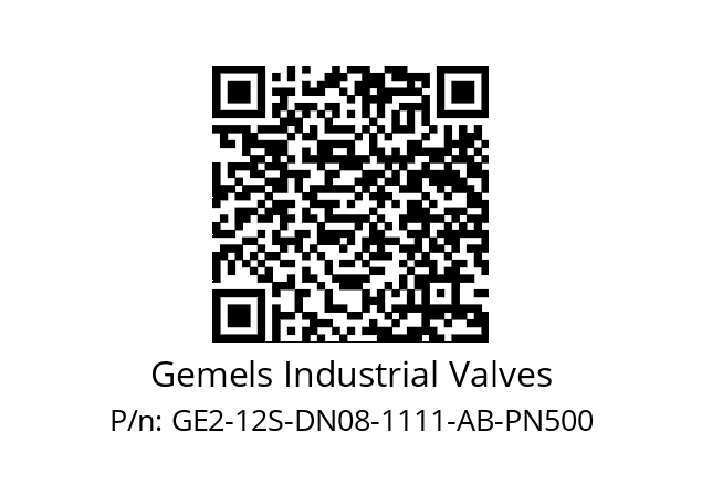   Gemels Industrial Valves GE2-12S-DN08-1111-AB-PN500