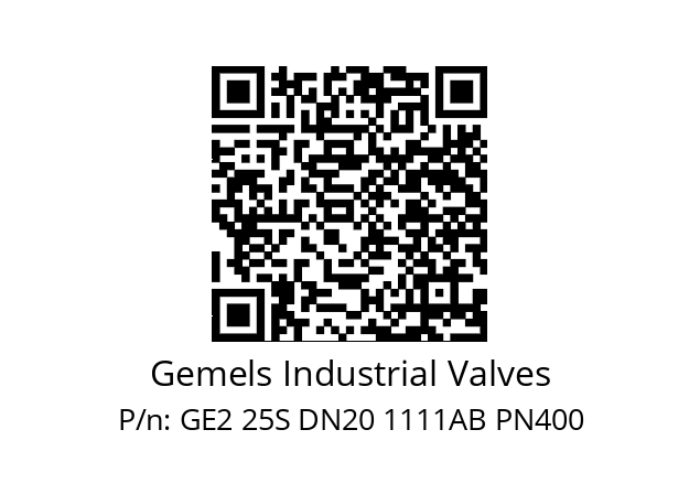   Gemels Industrial Valves GE2 25S DN20 1111AB PN400