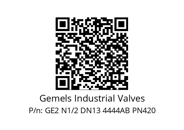   Gemels Industrial Valves GE2 N1/2 DN13 4444AB PN420