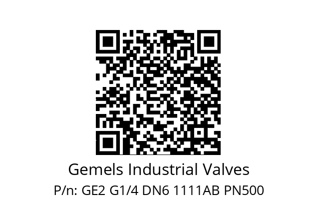   Gemels Industrial Valves GE2 G1/4 DN6 1111AB PN500