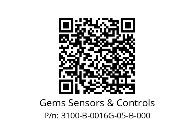   Gems Sensors & Controls 3100-B-0016G-05-B-000