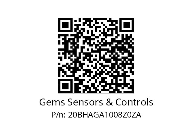   Gems Sensors & Controls 20BHAGA1008Z0ZA