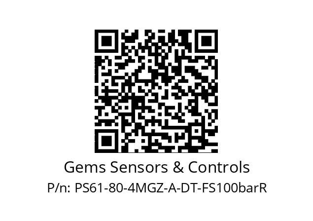   Gems Sensors & Controls PS61-80-4MGZ-A-DT-FS100barR