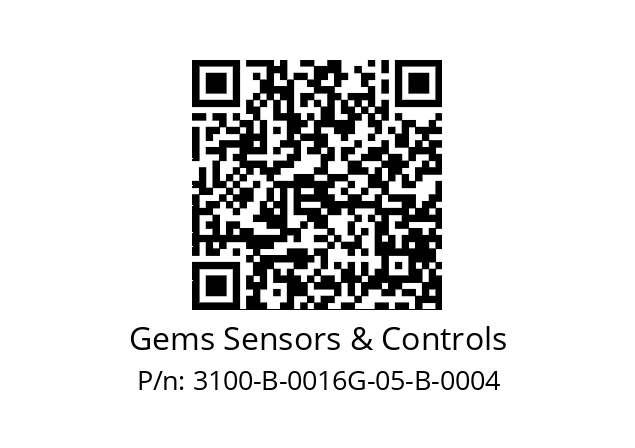   Gems Sensors & Controls 3100-B-0016G-05-B-0004