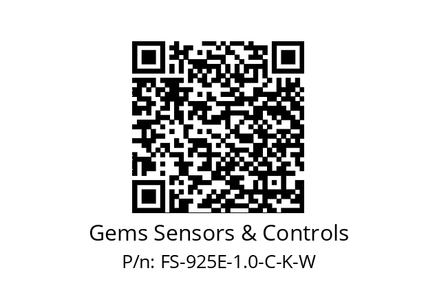   Gems Sensors & Controls FS-925E-1.0-C-K-W