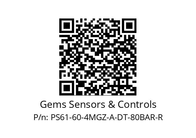   Gems Sensors & Controls PS61-60-4MGZ-A-DT-80BAR-R