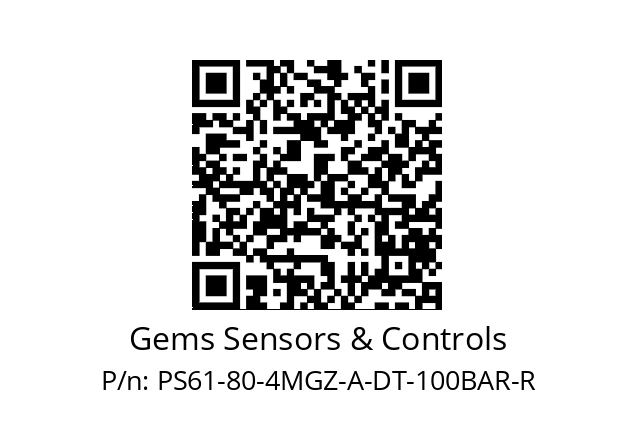   Gems Sensors & Controls PS61-80-4MGZ-A-DT-100BAR-R