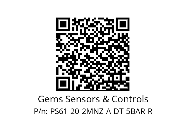   Gems Sensors & Controls PS61-20-2MNZ-A-DT-5BAR-R