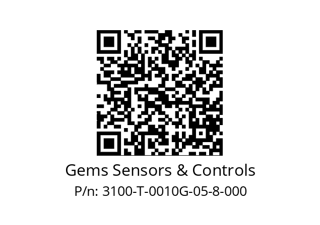   Gems Sensors & Controls 3100-T-0010G-05-8-000