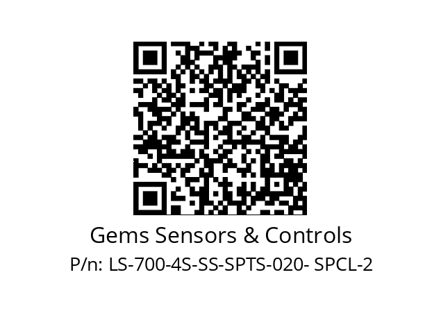   Gems Sensors & Controls LS-700-4S-SS-SPTS-020- SPCL-2