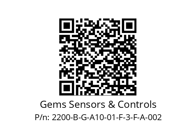   Gems Sensors & Controls 2200-B-G-A10-01-F-3-F-A-002