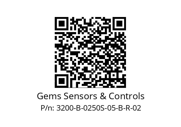   Gems Sensors & Controls 3200-B-0250S-05-B-R-02