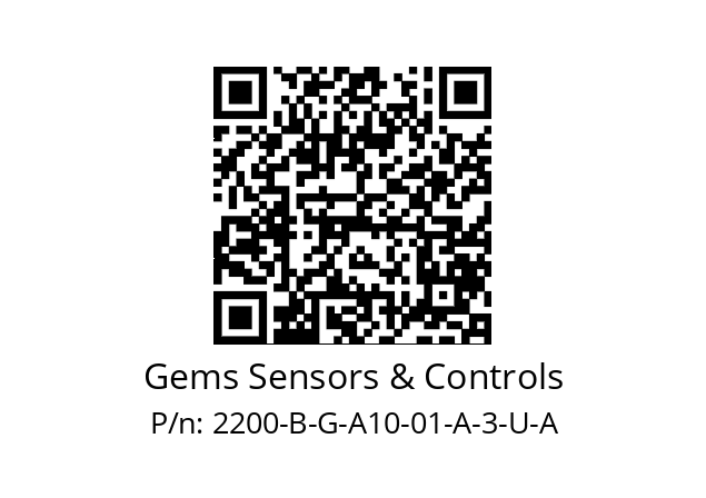   Gems Sensors & Controls 2200-B-G-A10-01-A-3-U-A