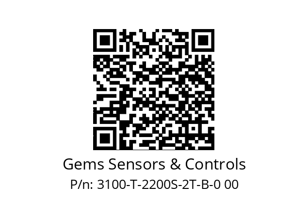   Gems Sensors & Controls 3100-T-2200S-2T-B-0 00