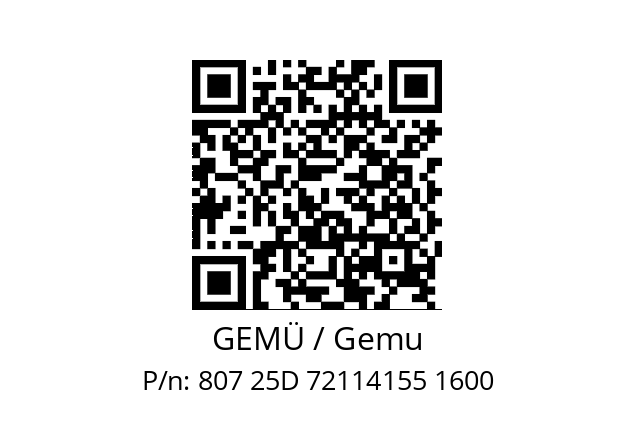   GEMÜ / Gemu 807 25D 72114155 1600