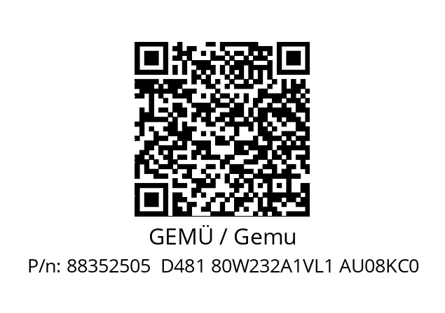   GEMÜ / Gemu 88352505  D481 80W232A1VL1 AU08KC0