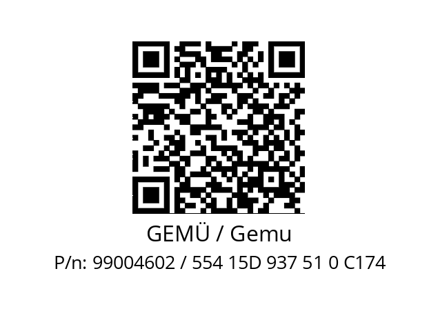   GEMÜ / Gemu 99004602 / 554 15D 937 51 0 C174