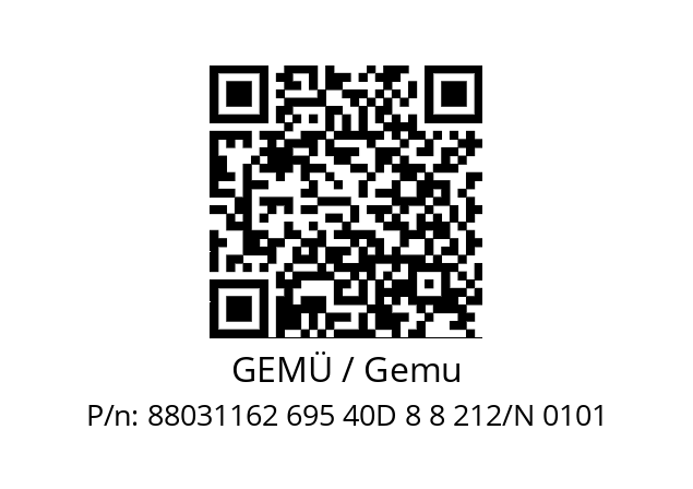   GEMÜ / Gemu 88031162 695 40D 8 8 212/N 0101