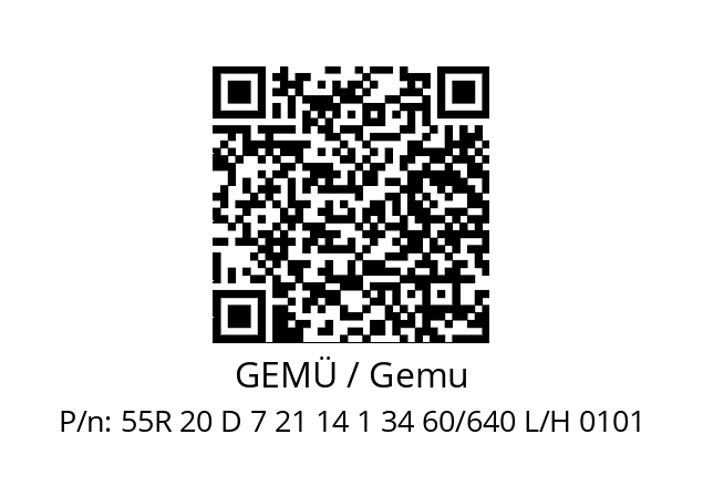   GEMÜ / Gemu 55R 20 D 7 21 14 1 34 60/640 L/H 0101