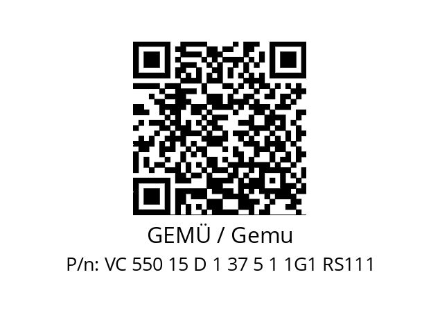   GEMÜ / Gemu VC 550 15 D 1 37 5 1 1G1 RS111