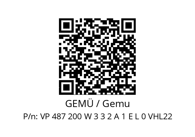   GEMÜ / Gemu VP 487 200 W 3 3 2 A 1 E L 0 VHL22