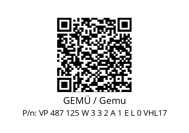   GEMÜ / Gemu VP 487 125 W 3 3 2 A 1 E L 0 VHL17