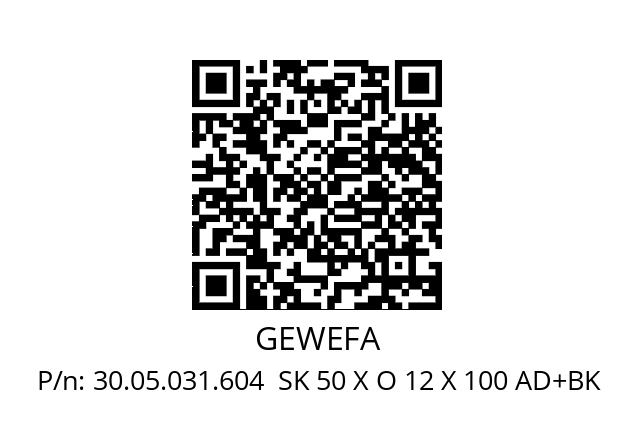   GEWEFA 30.05.031.604  SK 50 X O 12 X 100 AD+BK