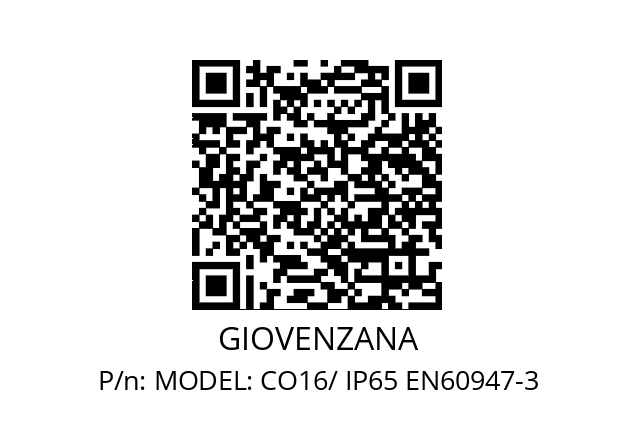   GIOVENZANA MODEL: CO16/ IP65 EN60947-3