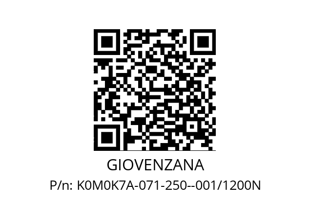   GIOVENZANA K0M0K7A-071-250--001/1200N