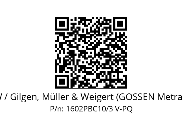   GMW / Gilgen, Müller & Weigert (GOSSEN Metrawatt) 1602PBC10/3 V-PQ