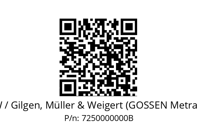   GMW / Gilgen, Müller & Weigert (GOSSEN Metrawatt) 7250000000B