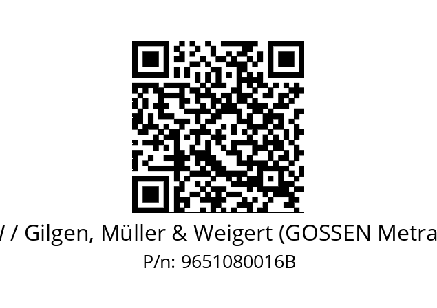   GMW / Gilgen, Müller & Weigert (GOSSEN Metrawatt) 9651080016B