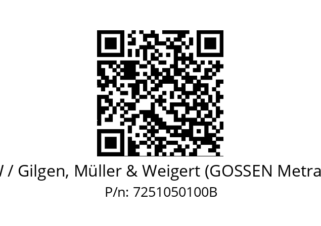   GMW / Gilgen, Müller & Weigert (GOSSEN Metrawatt) 7251050100B