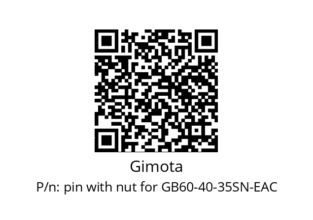   Gimota pin with nut for GB60-40-35SN-EAC