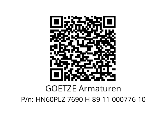   GOETZE Armaturen HN60PLZ 7690 H-89 11-000776-10