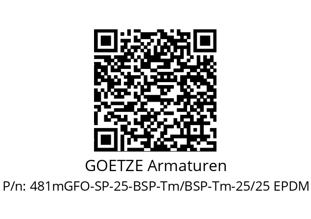   GOETZE Armaturen 481mGFO-SP-25-BSP-Tm/BSP-Tm-25/25 EPDM