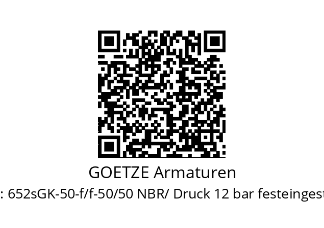   GOETZE Armaturen 652sGK-50-f/f-50/50 NBR/ Druck 12 bar festeingestellt