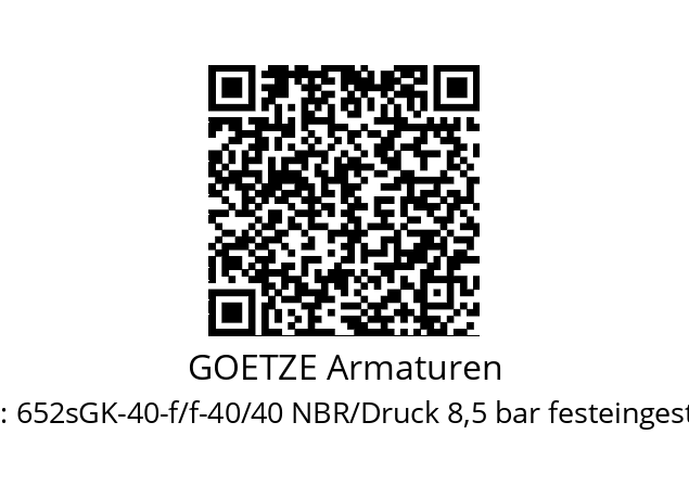   GOETZE Armaturen 652sGK-40-f/f-40/40 NBR/Druck 8,5 bar festeingestellt