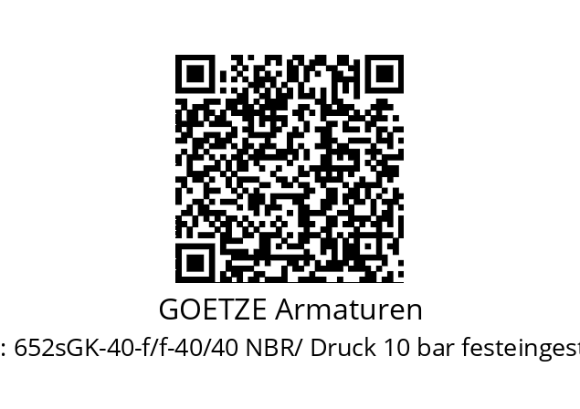   GOETZE Armaturen 652sGK-40-f/f-40/40 NBR/ Druck 10 bar festeingestellt