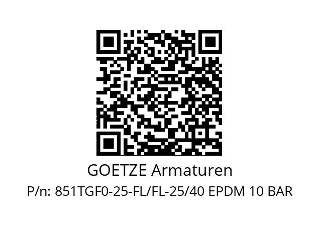   GOETZE Armaturen 851TGF0-25-FL/FL-25/40 EPDM 10 BAR